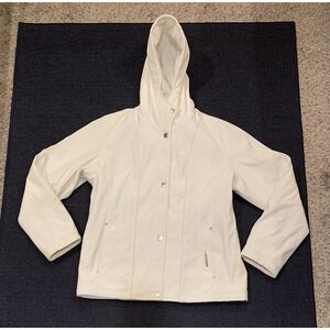 Liz Claiborne Jacket Women's Size‎ Medium White Full Zip Hood